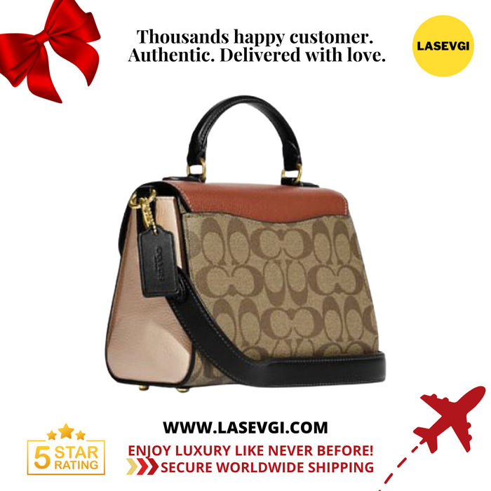 COACH Morgan Top Handle Satchel In Colorblock Signature Canvas in Gold/Khaki Multi CE569