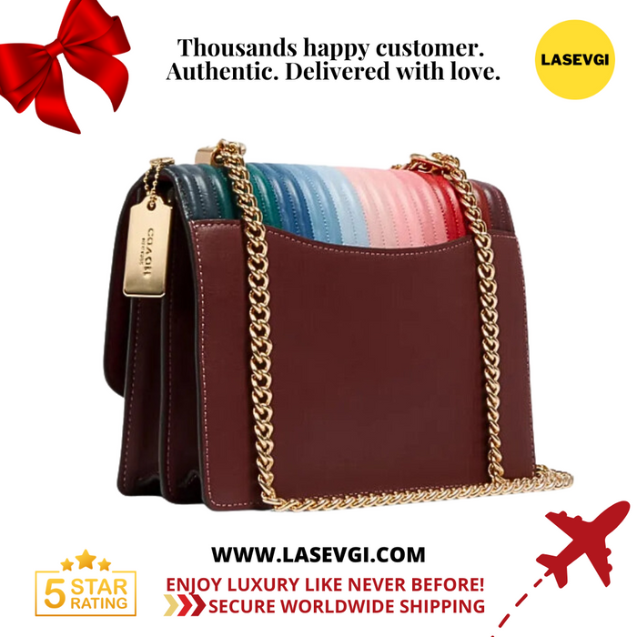 COACH  Klare Crossbody With Rainbow Linear Quilting Dark Rainbow C1446