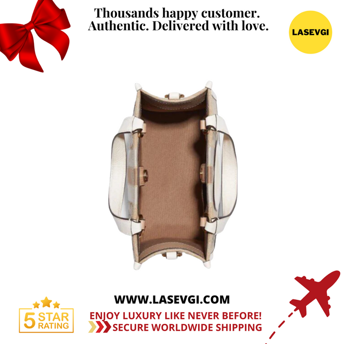 COACH Dempsey Tote 22 In Signature Jacquard With Stripe And Coach Patch/White