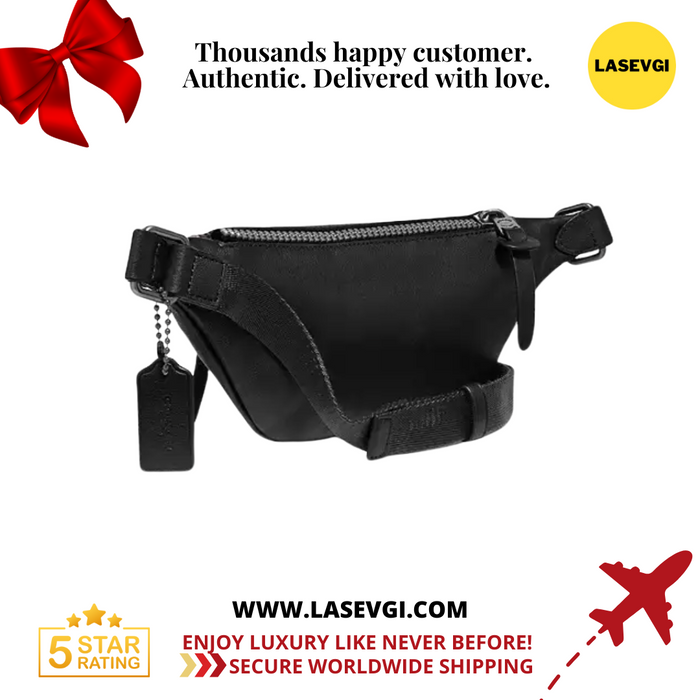 Coach Rivington Belt Bag 7 In Signature Canvas charcoal black 76187