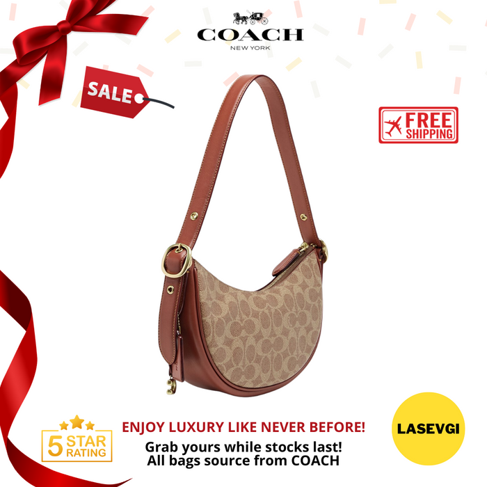 COACH Luna Shoulder Bag in Signature Canvas  in Tan CC440