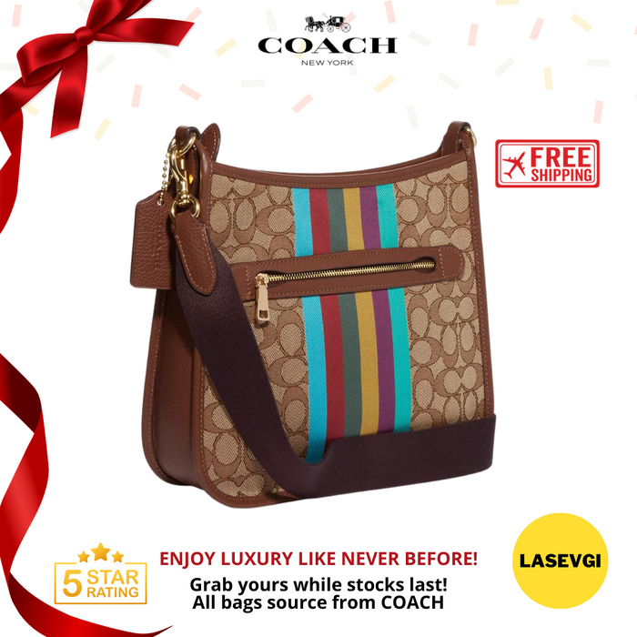 Coach Dempsey File Bag in signature jacquard with Stripe with COACH Patch CC144