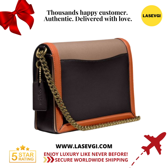 Leather Handbag Coach Hutton Shoulder Bag Colorblock COACH Hutton