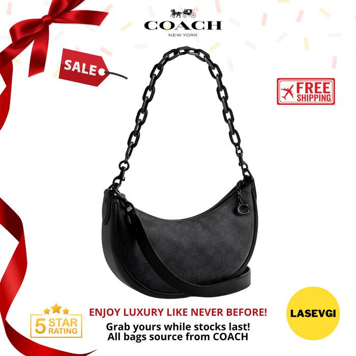 COACH Mira Shoulder Bag in Black Signature Canvas CQ764