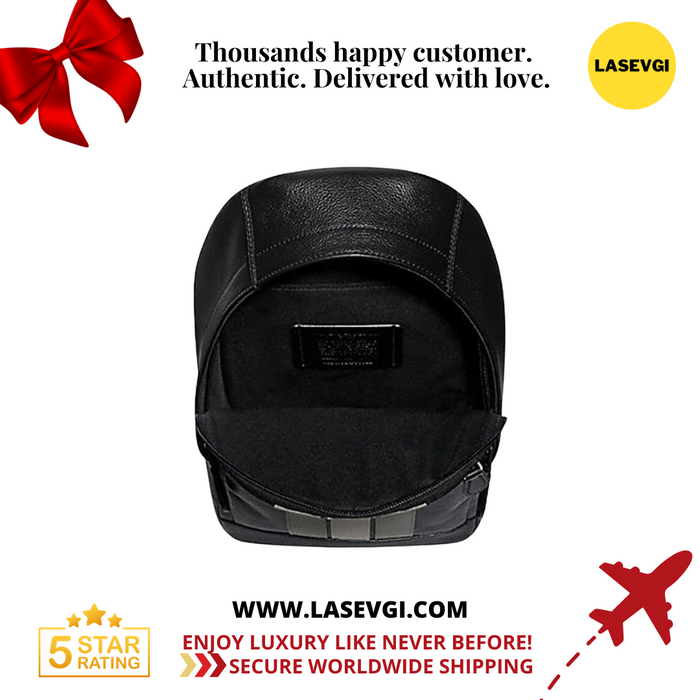 COACH Houston Pack With Varsity Stripe in Nickel Black Grey F73344