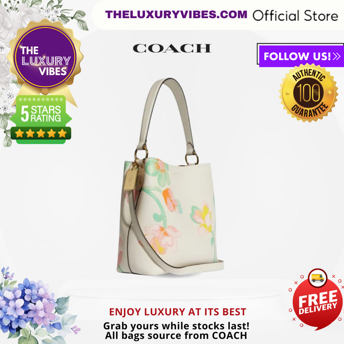 Coach Town Bucket Bag With Dreamy Land Floral Print in Chalk Multi