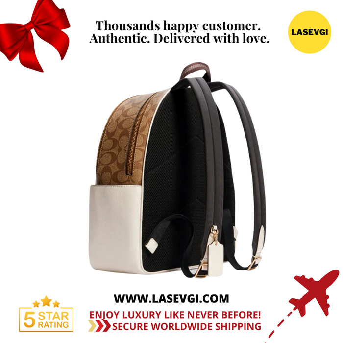 COACH Court Backpack In Signature Canvas - Khaki/Chalk