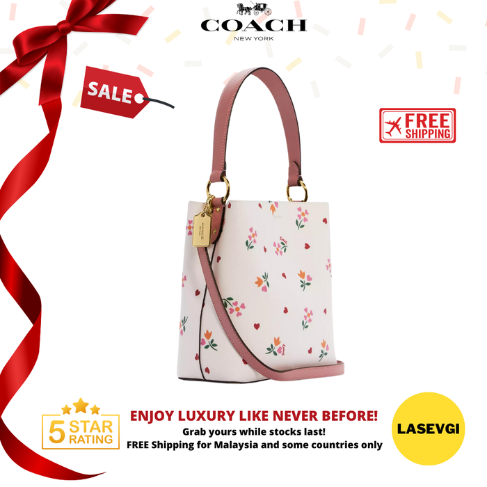 COACH Small Town Bucket Bag With Heart Petal Print