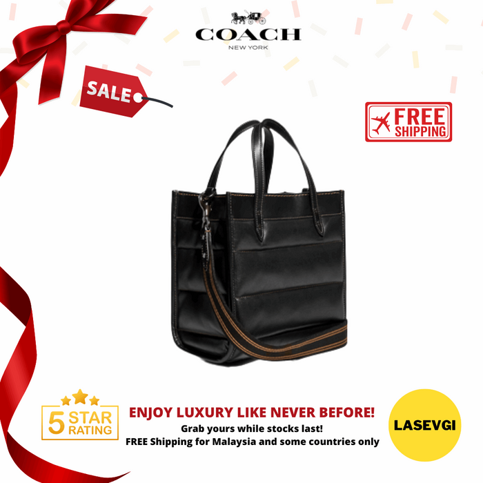 COACH Field Tote 22 With Colorblock Quilting And Coach Badge-Pewter/Black