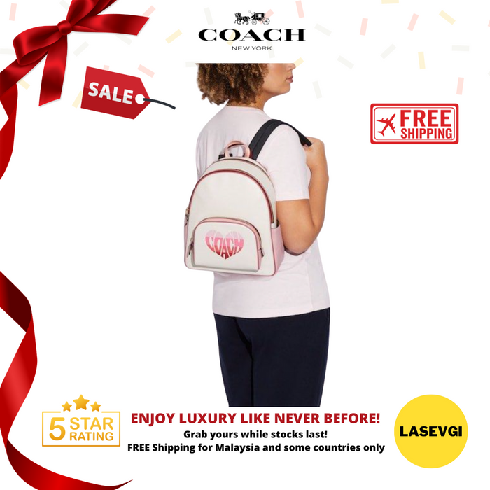 COACH Court Backpack with Stripe Heart Motif
