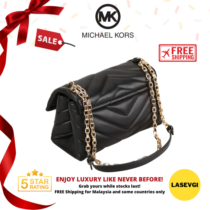 MICHAEL KORS Cece Chevron Quilted Leather Medium Crossbody Bag in Black - 30T9G0EL8L