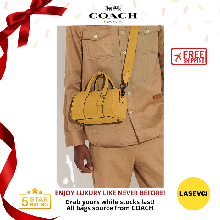 COACH Gotham Duffle 24 in Signature Leather Yellow CA721