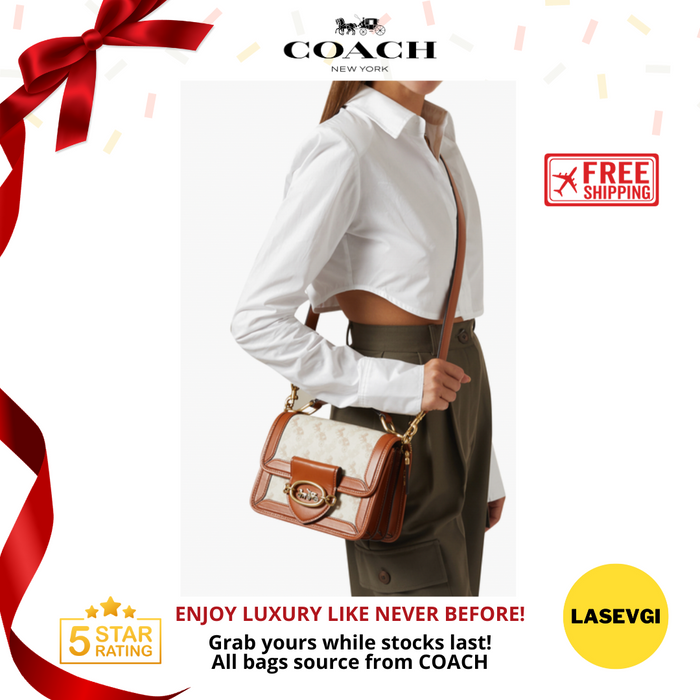 COACH Hero Shoulder Bag With Horse And Carriage Print in chalk  C8451