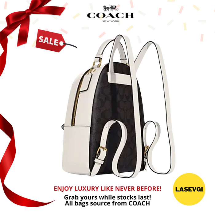 COACH Jordyn Backpack In Signature Canvas With Varsity Motif Chalk CB871
