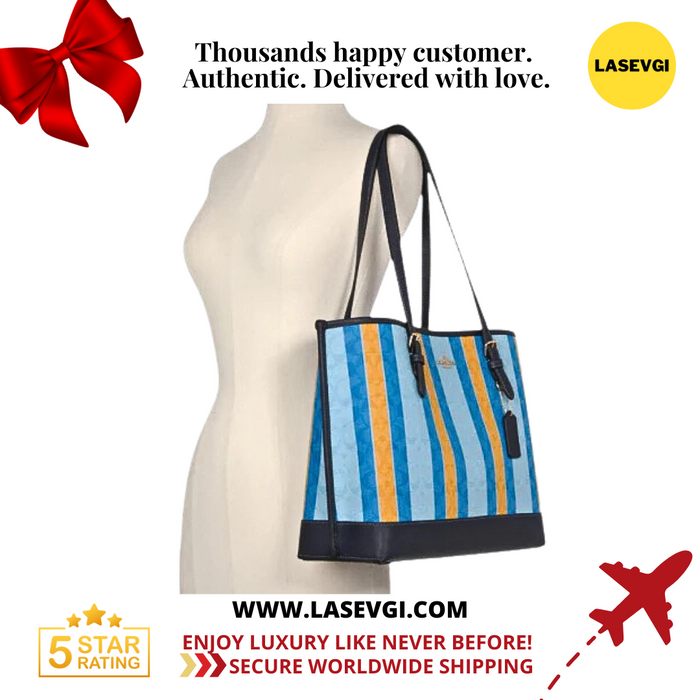 COACH Mollie Tote In Signature Jacquard With Stripes (C4088) Blue