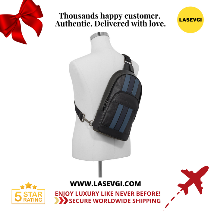 COACH Houston Pack with Varsity Stripe Midnight Navy F49318