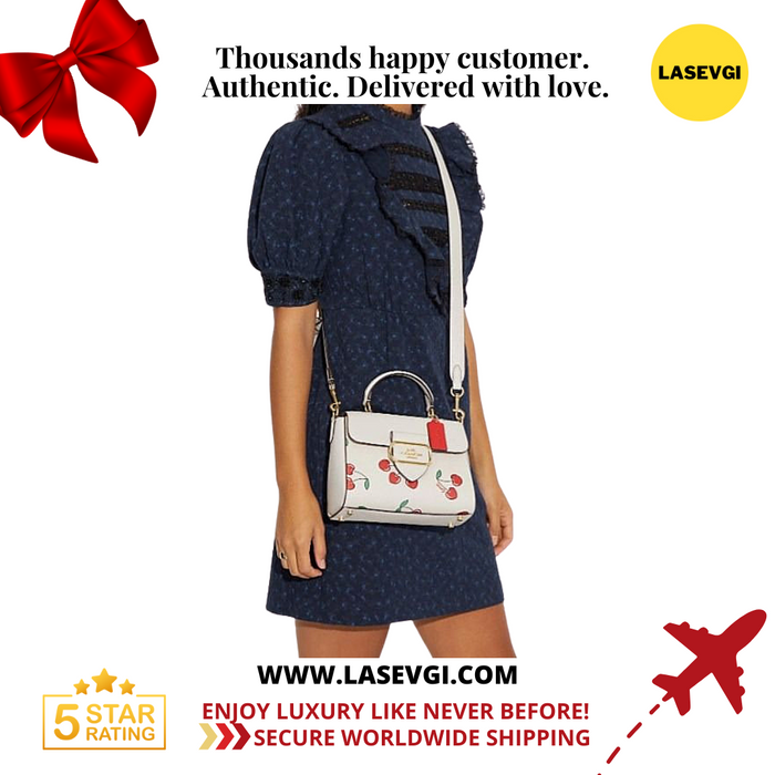 COACH Morgan Top Handle Satchel with Heart Cherry Print  CF419