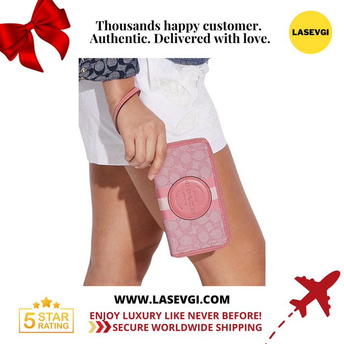 COACH Dempsey Large Phone Wallet-Pink/Taffy