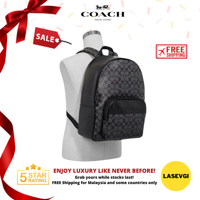 COACH Houston Backpack Signature Canvas in Black 72483