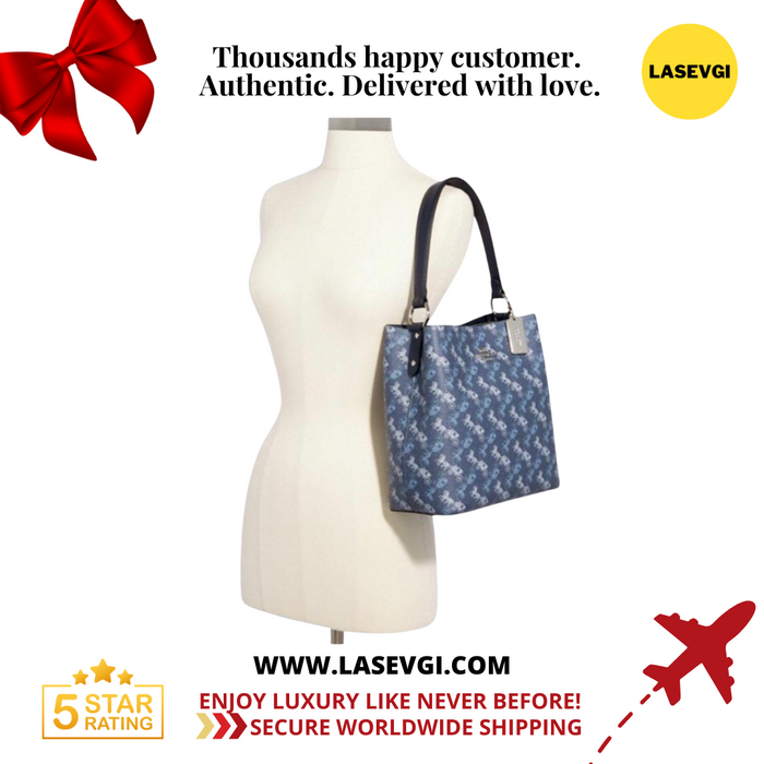 COACH Town Bucket Bag Horse and carriage print in Navy