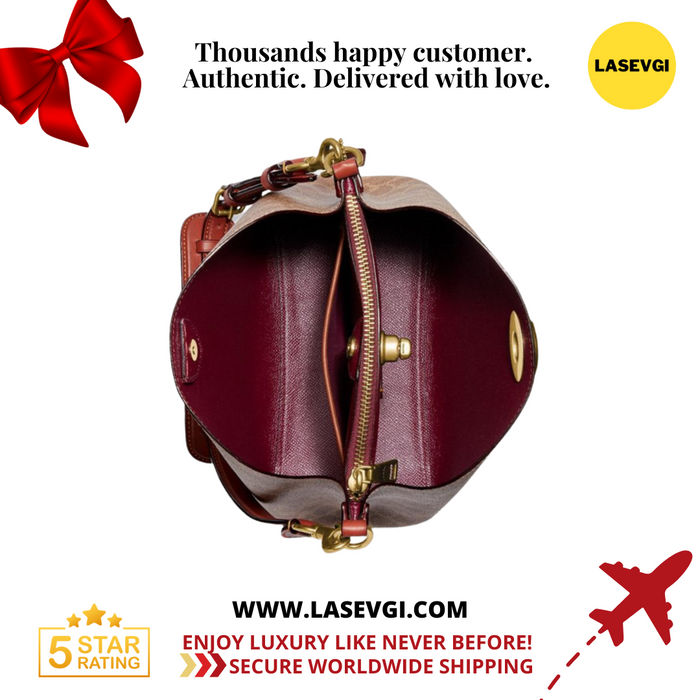 Coach Willow Bucket Bag In Signature Canvas in Tan Rust C3890