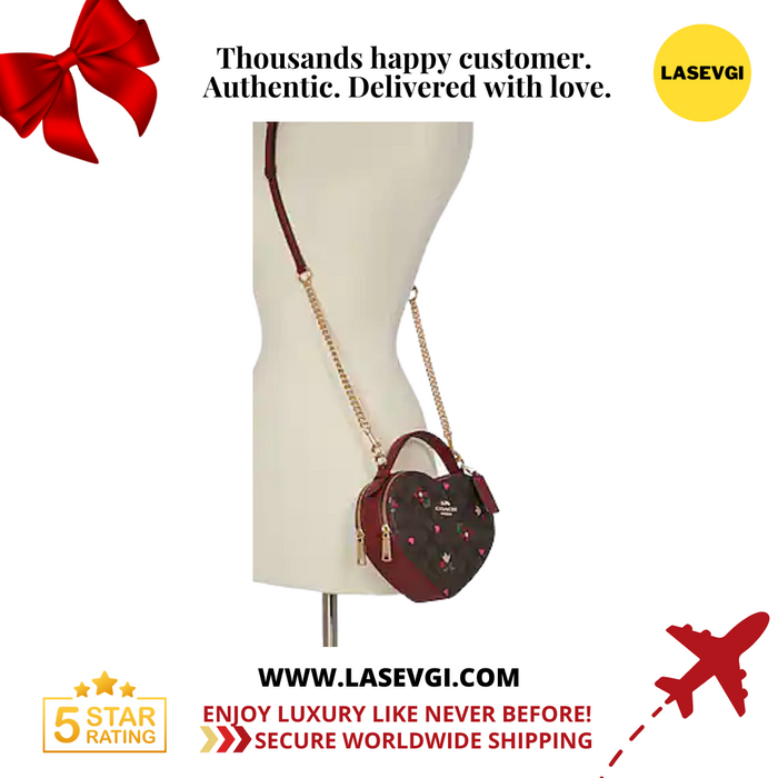 COACH Heart Crossbody In Signature Canvas With Heart Petal Print-Gold/Brown Multi