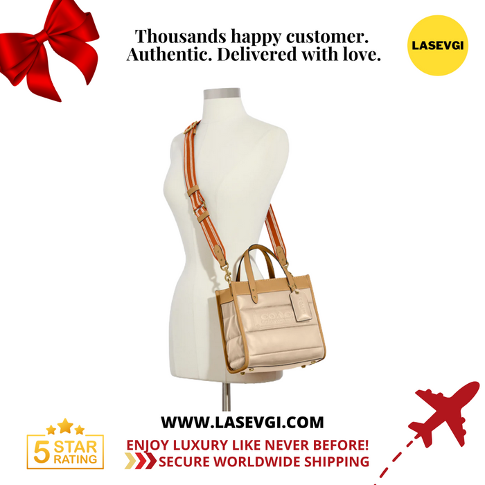 COACH Field Tote 22 With Colorblock Quilting And Coach Badge-B4/Ivory Multi