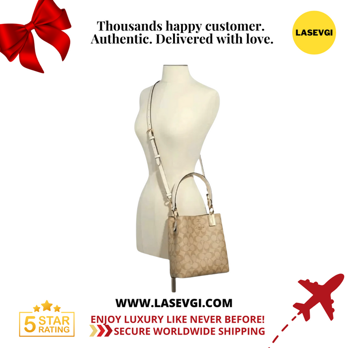 COACH Small Town Bucket Bag in signature khaki white