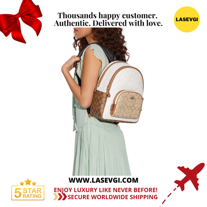 COACH Court Backpack In Blocked Signature Canvas in Chalk/Glacier White Multi (CA439)