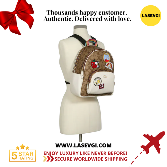 COACH X Peanuts Court Backpack In Signature Canvas With Varsity Patches C4115