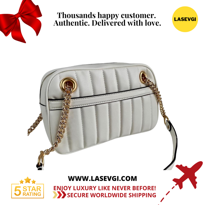 COACH Cammie Chain Crossbody with Linear Quilting in White C8151