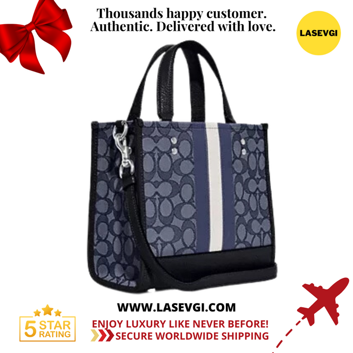 COACH Dempsey Tote 22 In Signature Jacquard With Coach Patch Chambray/Denim Multi