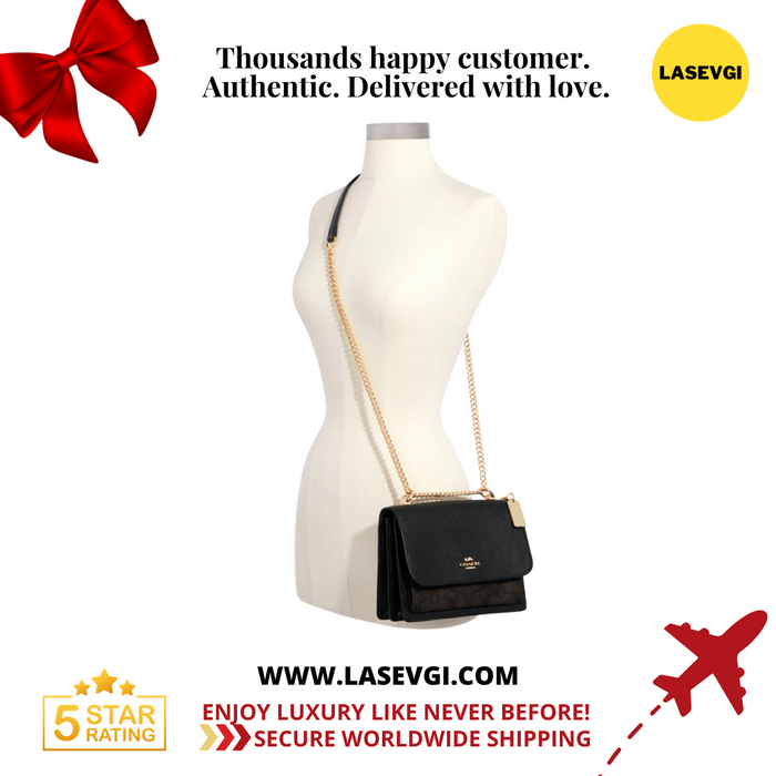 COACH Klare Crossbody Bag in Signature Canvas Brown Black 91019