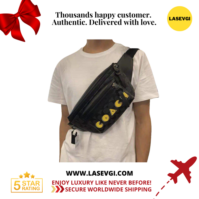 COACH Terrain Belt Bag In Signature Canvas With Pac-Man Coach Script-Black