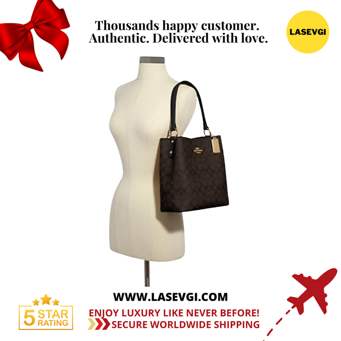 Coach Town Bucket Bag Signature Brown Black