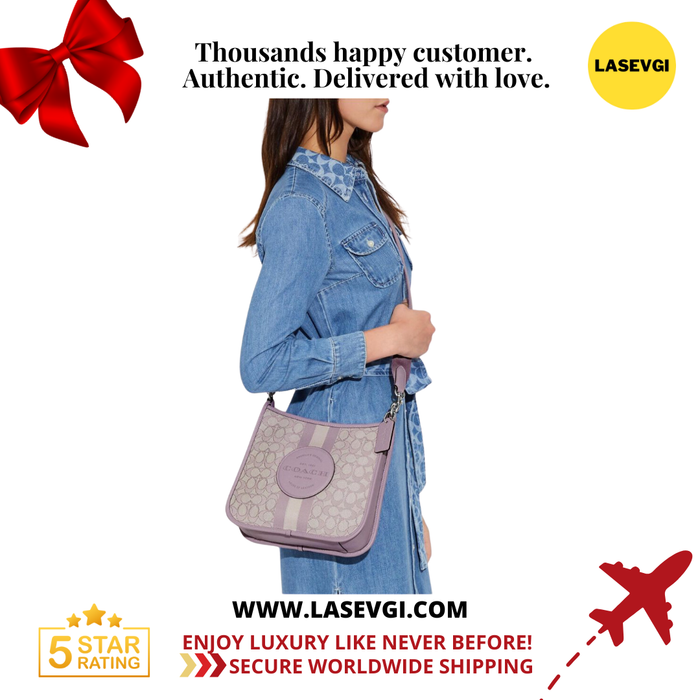 COACH Dempsey File Bag in signature jacquard with Stripe and Coach Patch - purple CA195