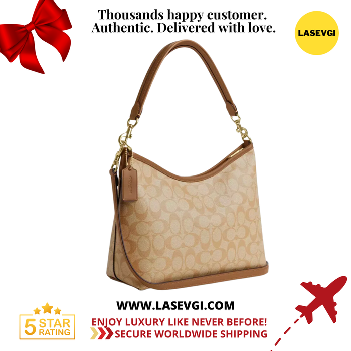 COACH Laurel Shoulder Bag in Signature Khaki Chalk