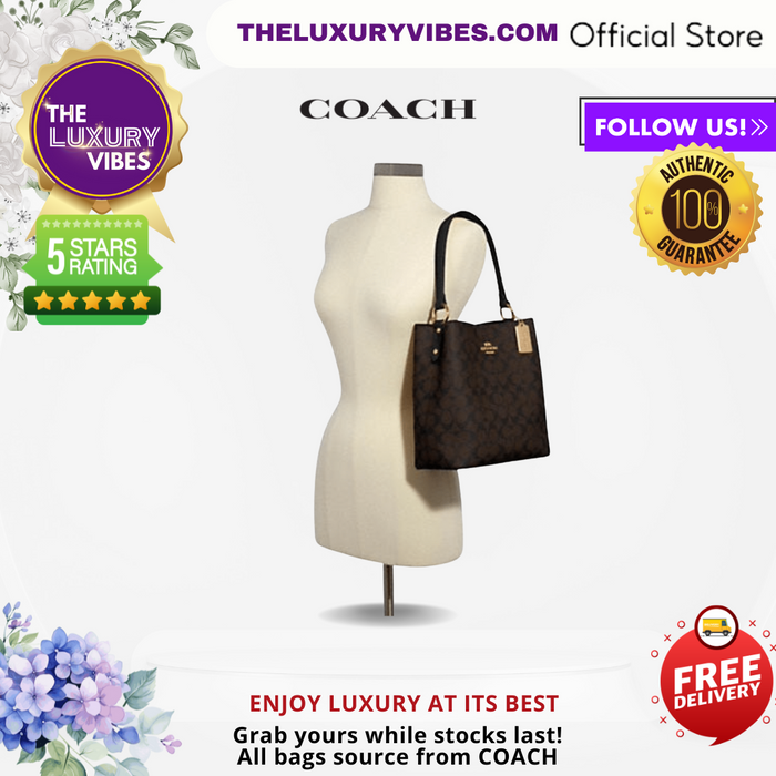 Coach Town Bucket Bag Signature Brown Black