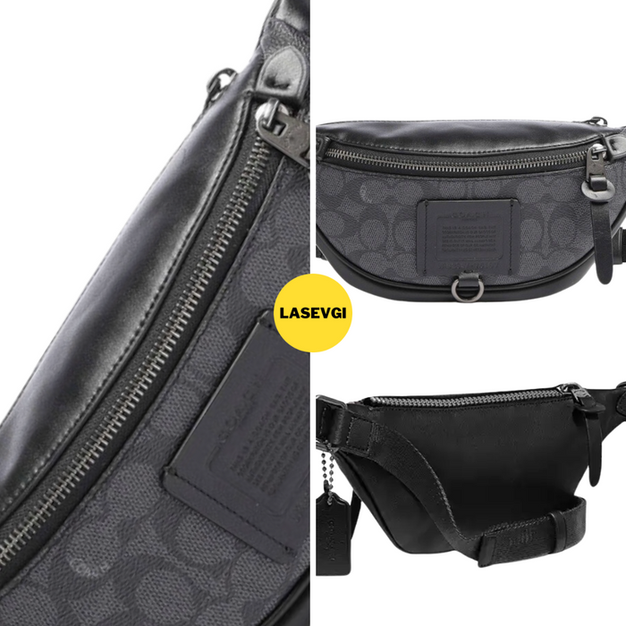 Coach Rivington Belt Bag 7 In Signature Canvas charcoal black 76187