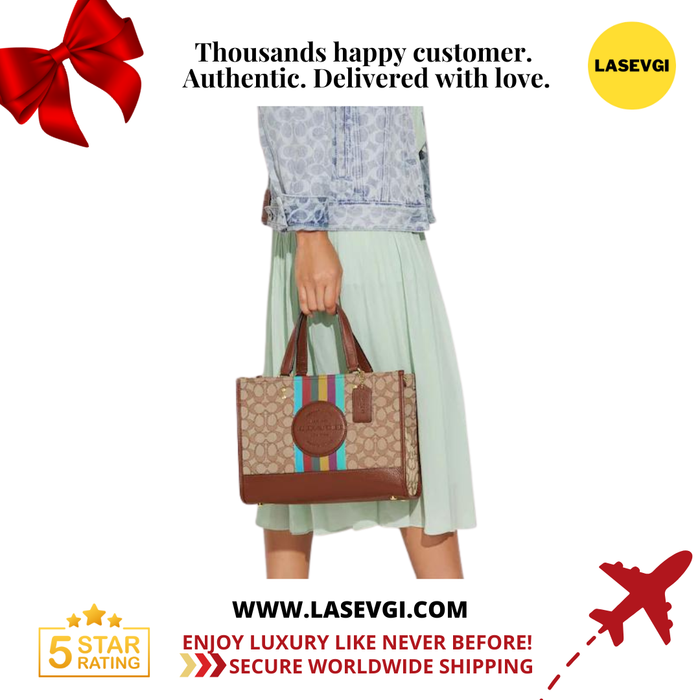 Coach Dempsey Carryall in signature jacquard with stripe and coach patch REDWOOD MULTI C5794