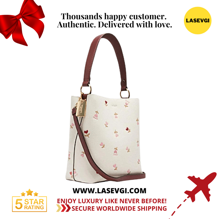COACH Small Town Bucket Bag With Heart Floral Print