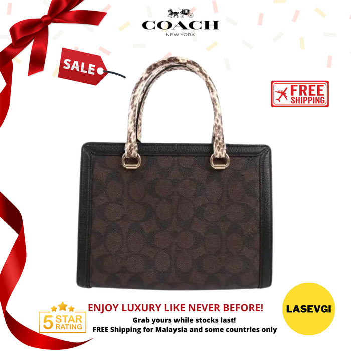 COACH Grace Carryall With Signature Canvas In Brown Black Multi CD701