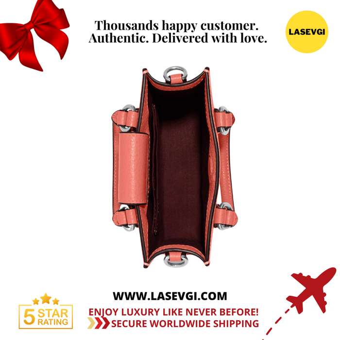 COACH North South Mini Tote in Signature Canvas with Khaki Tangerine CJ501