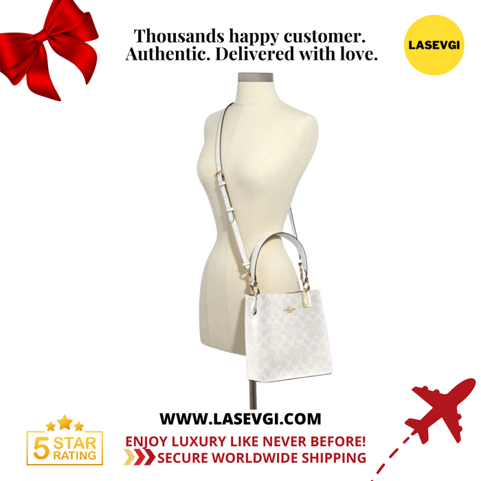 COACH Small Town Bucket Bag in Signature Canvas White/Chalk