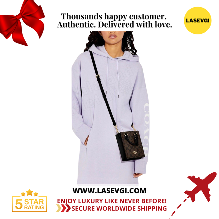 COACH North South Mini Tote in Signature Canvas Brown Black -  CJ494