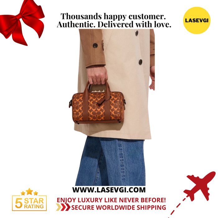 COACH Gotham Duffle 24 in Signature Leather Orange CA185