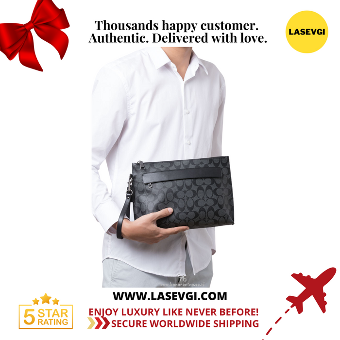 Coach Carryall Pouch in Signature Canvas CHARCOAL/BLACK