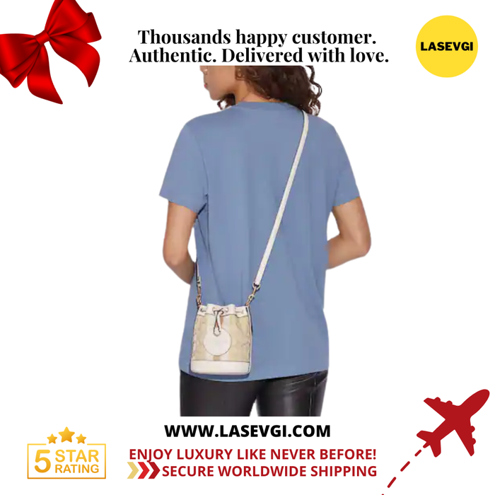 COACH Mini Dempsey Bucket Bag In Signature Jacquard With Stripe And Coach Patch-White C8322