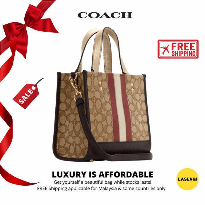 COACH Dempsey Tote 22 In Signature Jacquard With Stripe And Coach Patch Vintage Mauve