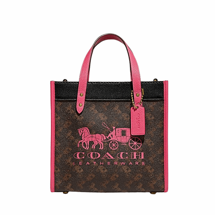 COACH Field Tote 22 With Horse And Carriage Print And Carriage Badge/B4/Truffle Petunia